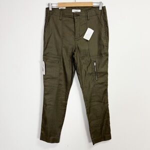 Level 99 Ella Utility Pants Womens 29 Arugula Green Lyocell Linen Blend NWT $128